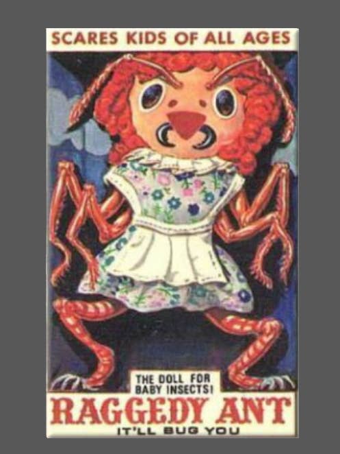 WACKY PACKAGES, Raggedy Ann, imán, botón, Raggedy Ant para venta al por mayor de Ba Ba Buttons