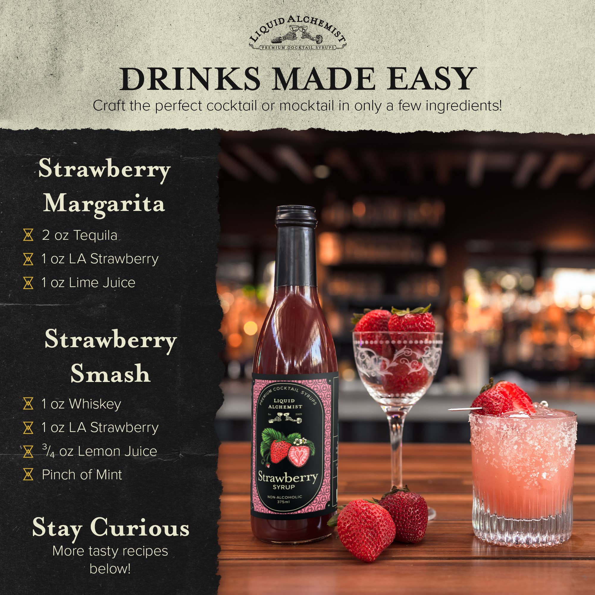 Liquid Alchemist Syrups - Wholesale Cocktail Mix/Syrup - Strawberry Cocktail Syrup2