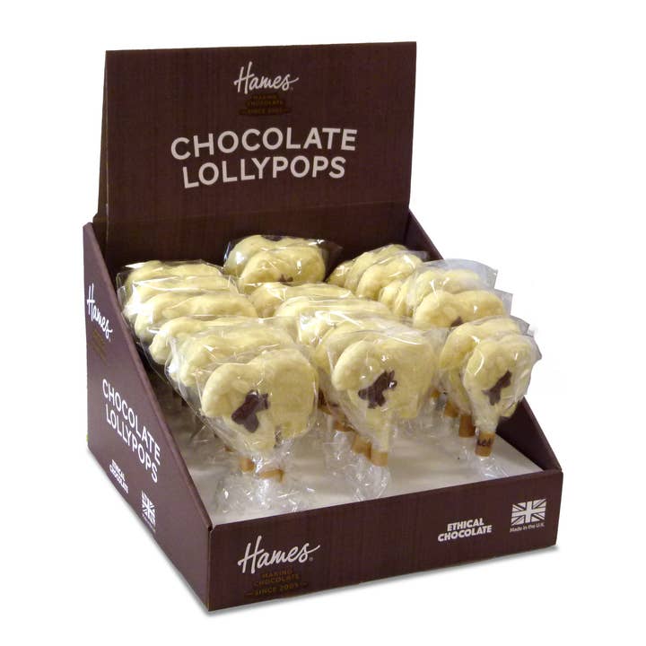 Hames Chocolates – wholesale Lollipop – UK ONLY. White Chocolate Farmyard Sheep Lollipop2