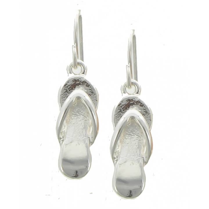 0011 PREMIERE - Wholesale Dangle earrings - FR3257 All Silver Flip Flop Metal Dangle Earrings