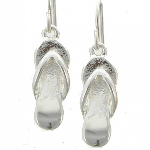 0011 PREMIERE - Wholesale Dangle earrings - FR3257 All Silver Flip Flop Metal Dangle Earrings0