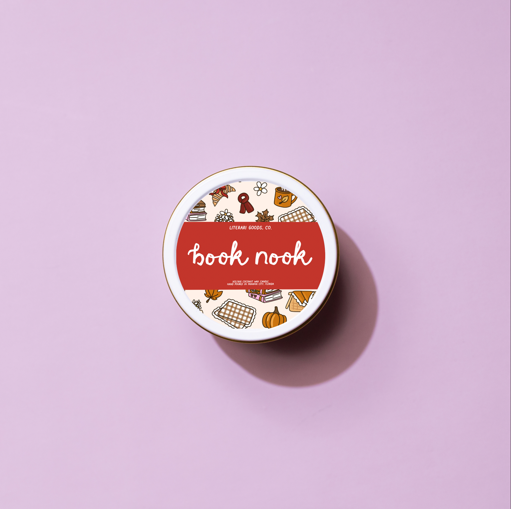 Literari Goods, Co | Book Themed Candles + Gifts - Wholesale Jar/Filled Candle - Bookish Fall Candle Tin Gift - Reader Stocking Stuffer - BN2