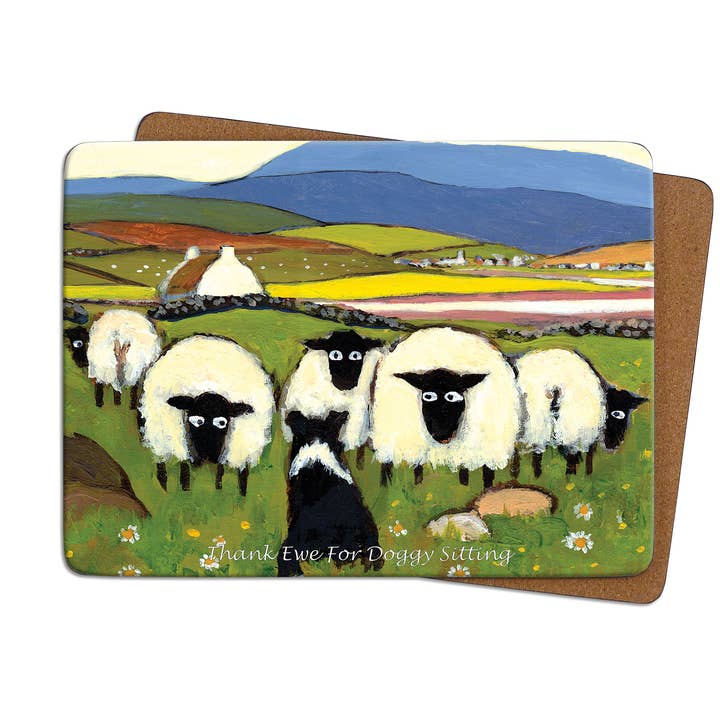 The Whimsical World of Thomas Joseph – Individuais por atacado – Tapete de mesa de ovelha Thank Ewe For Doggy0