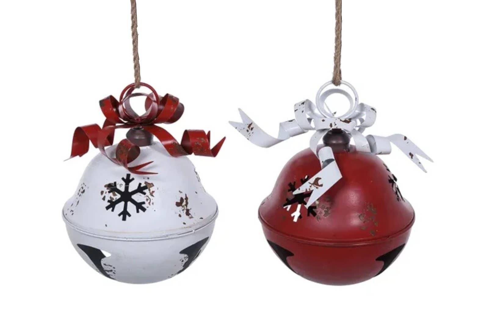 Will's Company - Wholesale Ornament - Red & White Jingle Bell with Bow - 2 Sizes1