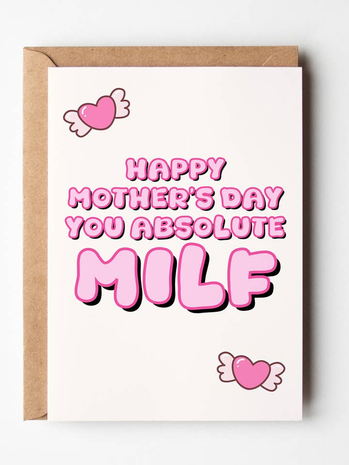 Happy Mothers Day MILF, Funny & Rude Greeting Card for wholesale by Yeah Noted
