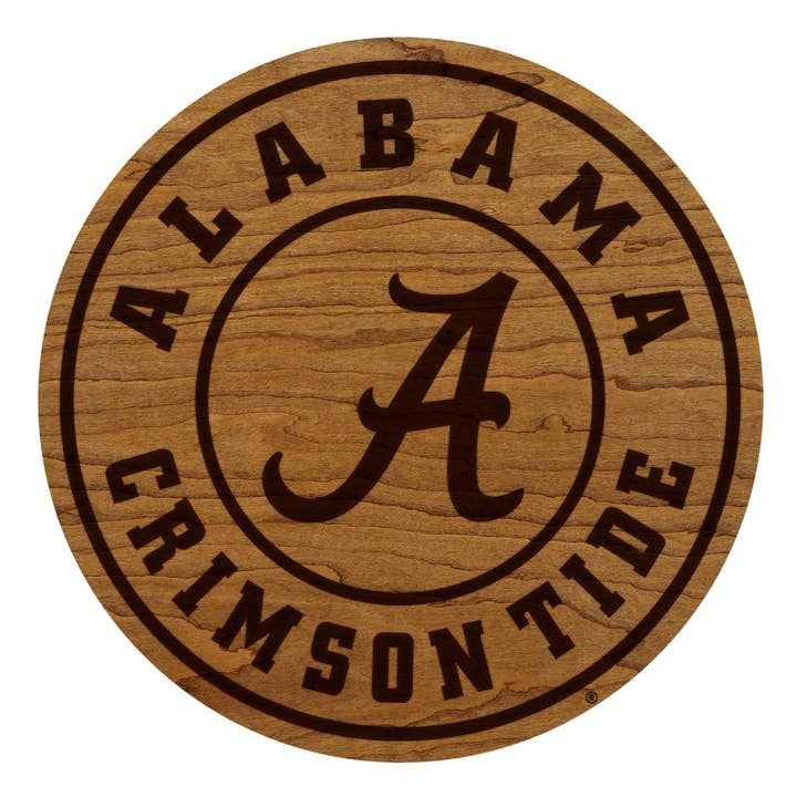 Suspension murale découpée de l'Université de l'Alabama Crimson Tide – Fabriquée en bois de cerisier et d'érable - Alabama Crimson Tide pour la vente par LazerEdge