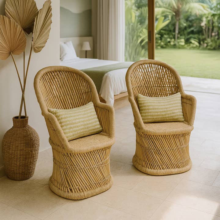 Now's Home - Wholesale Chair - SET OF 2 BAMBOO ARMCHAIRS WITH CUSHIONS 70X68X100 ZAMZEBE1
