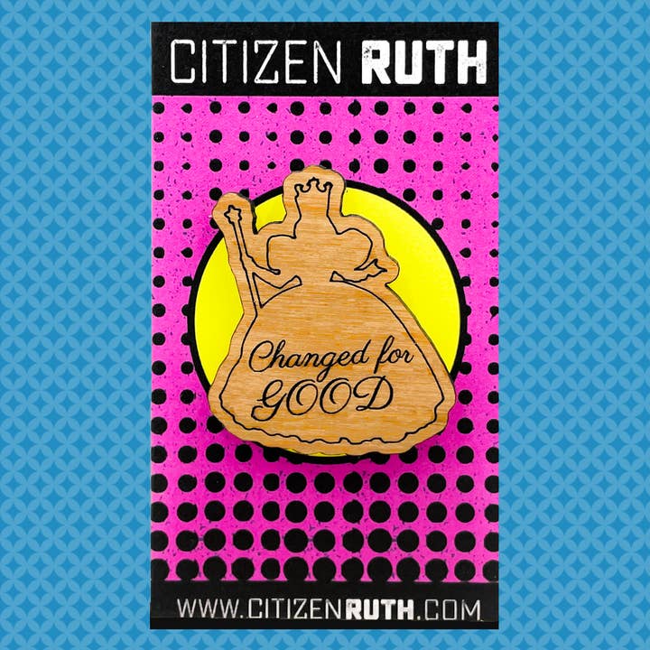 Spilla in legno Glinda WICKED "Changed for Good" per la vendita all'ingrosso da parte di Citizen Ruth