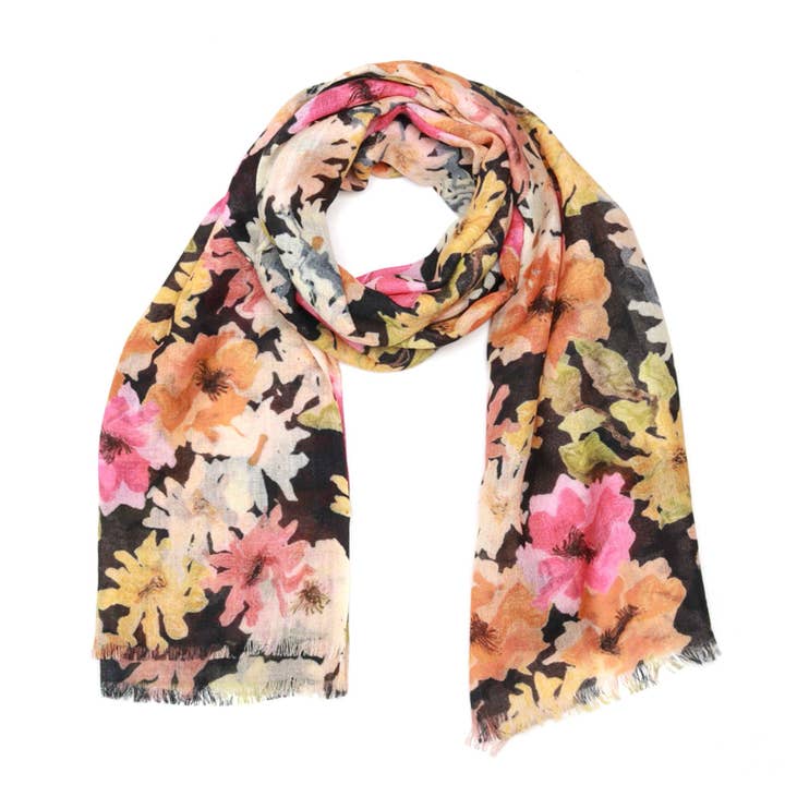 Garden Dusk Floral Merino Wool Scarf for wholesale by Namaskar Australia
