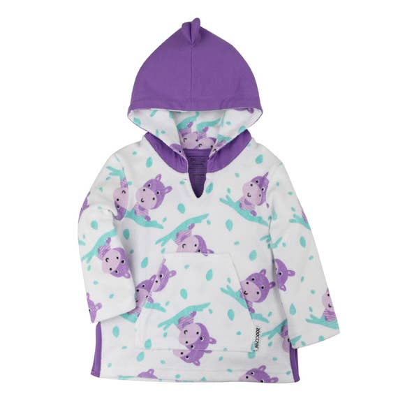 UPF50+ Baby Terry Swim Coverup Harper the Hippo for wholesale by ZOOCCHINI