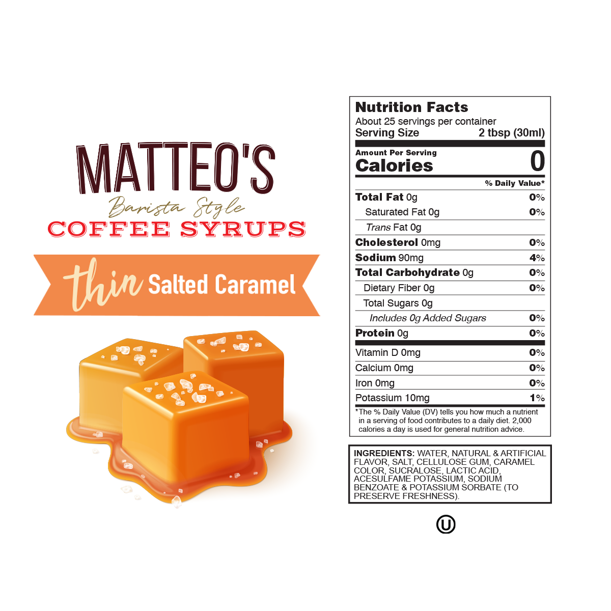 Matteo's - Wholesale Iced Coffee/Cold Brew - Matteo's Sugar Free Coffee Syrup, Salted Caramel, 0 Calories, 0 Sugar, Keto Friendly2