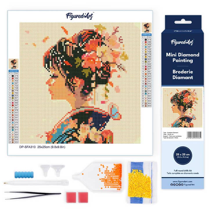 Mini Diamond Painting 25x25cm - Japanese Scent of Love Rolled canvas for wholesale by Figured'Art (UK)