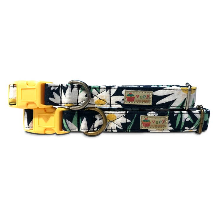 Waverly Gardens - Spring Summer Daisies Organic Cotton Pet (Dog & Cat) Collar for wholesale by Very Vintage Designs