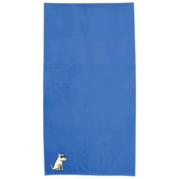 Toalla de Playa de Felpa Azul Caribeña Sobredimensionada para venta al por mayor de Teddy the Dog