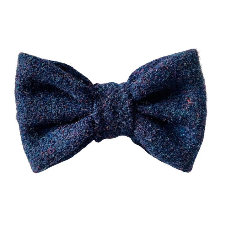 Stylish Dogs - Collars, Leads BowTies, Bandanas - Wholesale Pet Bow Tie - Dog - Harris Tweed - Navy Herringbone Dog Bow Tie