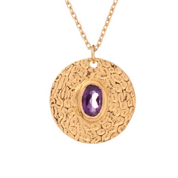 Collar de amatista púrpura en plata bañada en oro 925, 42 + 3 cm para venta al por mayor de OPALOOK France