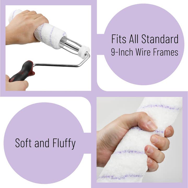 Bates Choice - Wholesale Paint/wax brush - Bates- Paint Roller Covers, 9", Purple Stripes, 5 Pack2