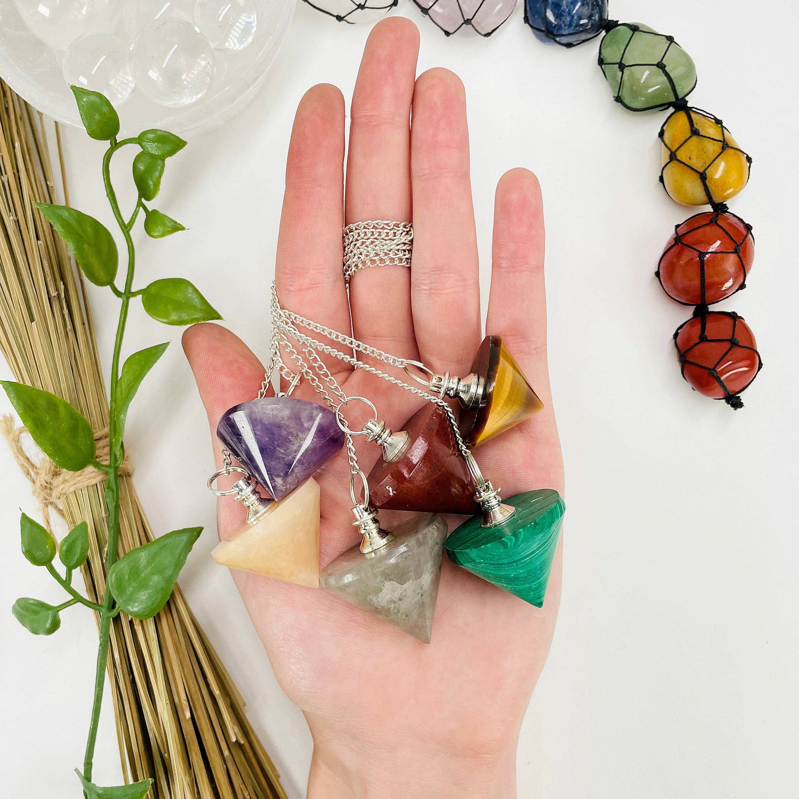 Rock Paradise - Wholesale Spiritual Stone/Crystal - Crystal Pendulum with Silver Plated Bail and Chain6