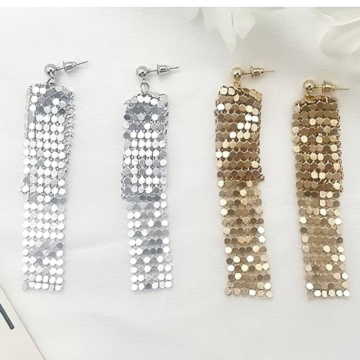 Diacly - Vente Boucles d'oreilles pendantes - Lot de 12 boucles d'oreilles pendantes en métal brillant à paillettes1