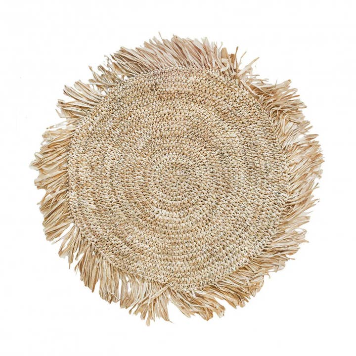 Bazar Bizar Living - Vente Sets de table - Set de table rond en raphia The Fringe - Naturel0