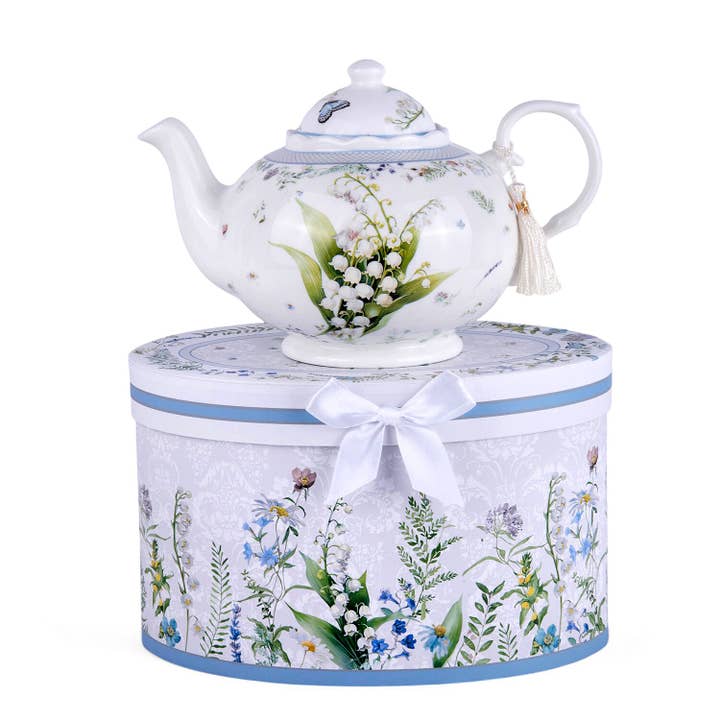 STP - Wholesale Tea Pot - Lily of the Valley Bone China Teapot in Gift Box
