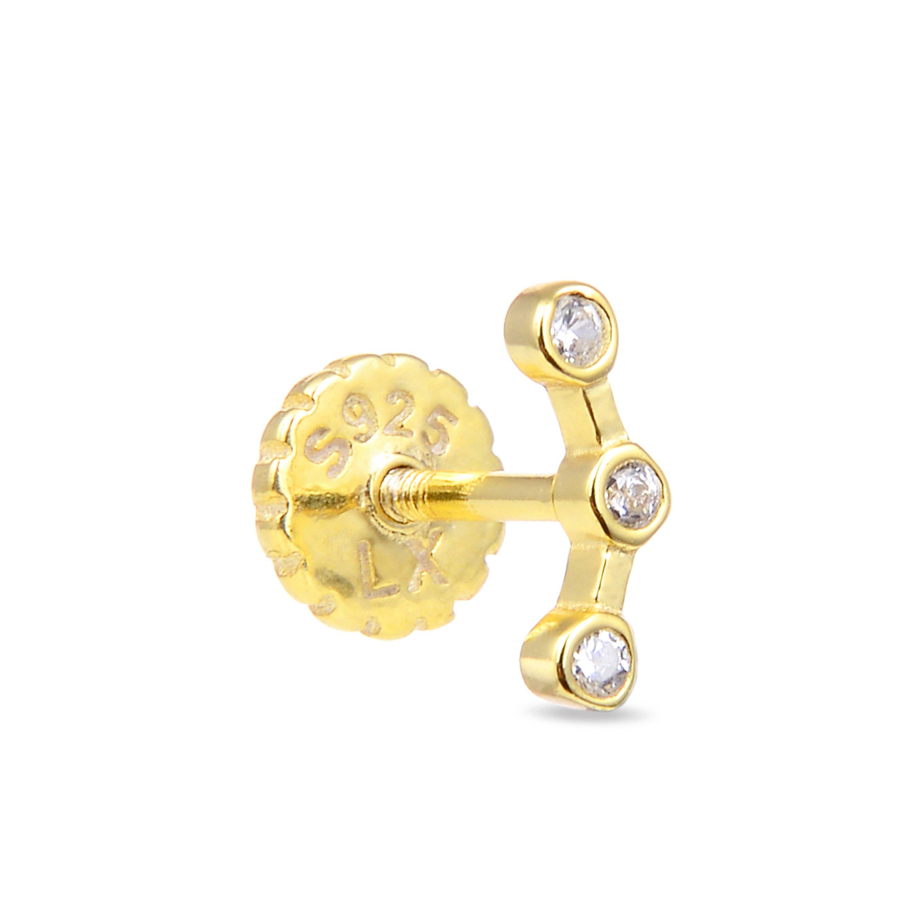 Luxenter - Vendita all'ingrosso Orecchini singoli - Piercing Luxenter in Argento Sterling 925 con Zirconia Brillante placcato in oro giallo 18K - Qant1