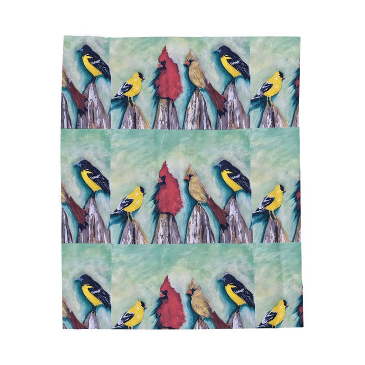 Wild Bird Art Print Velveteen Plush Blanket for wholesale by Tina Brown