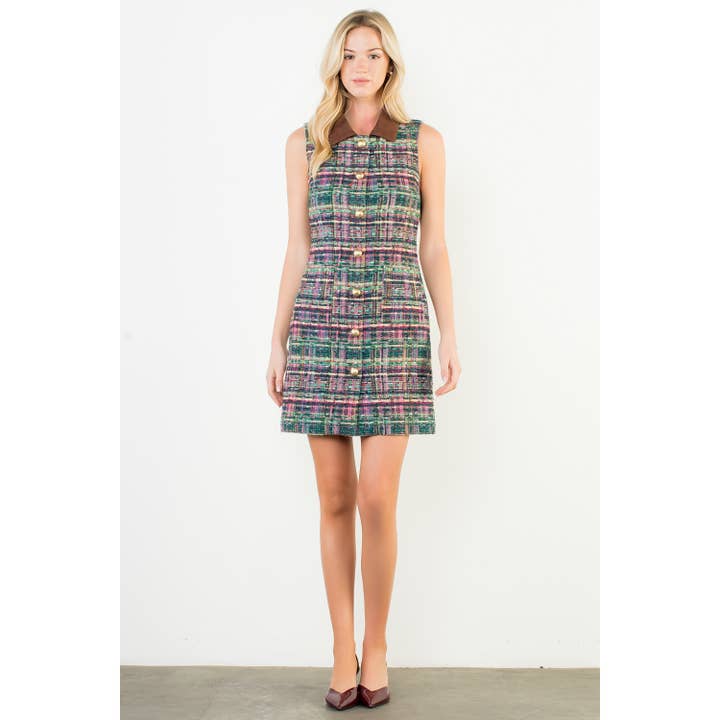 Vestido de punto de tweed sin mangas para venta al por mayor de THML