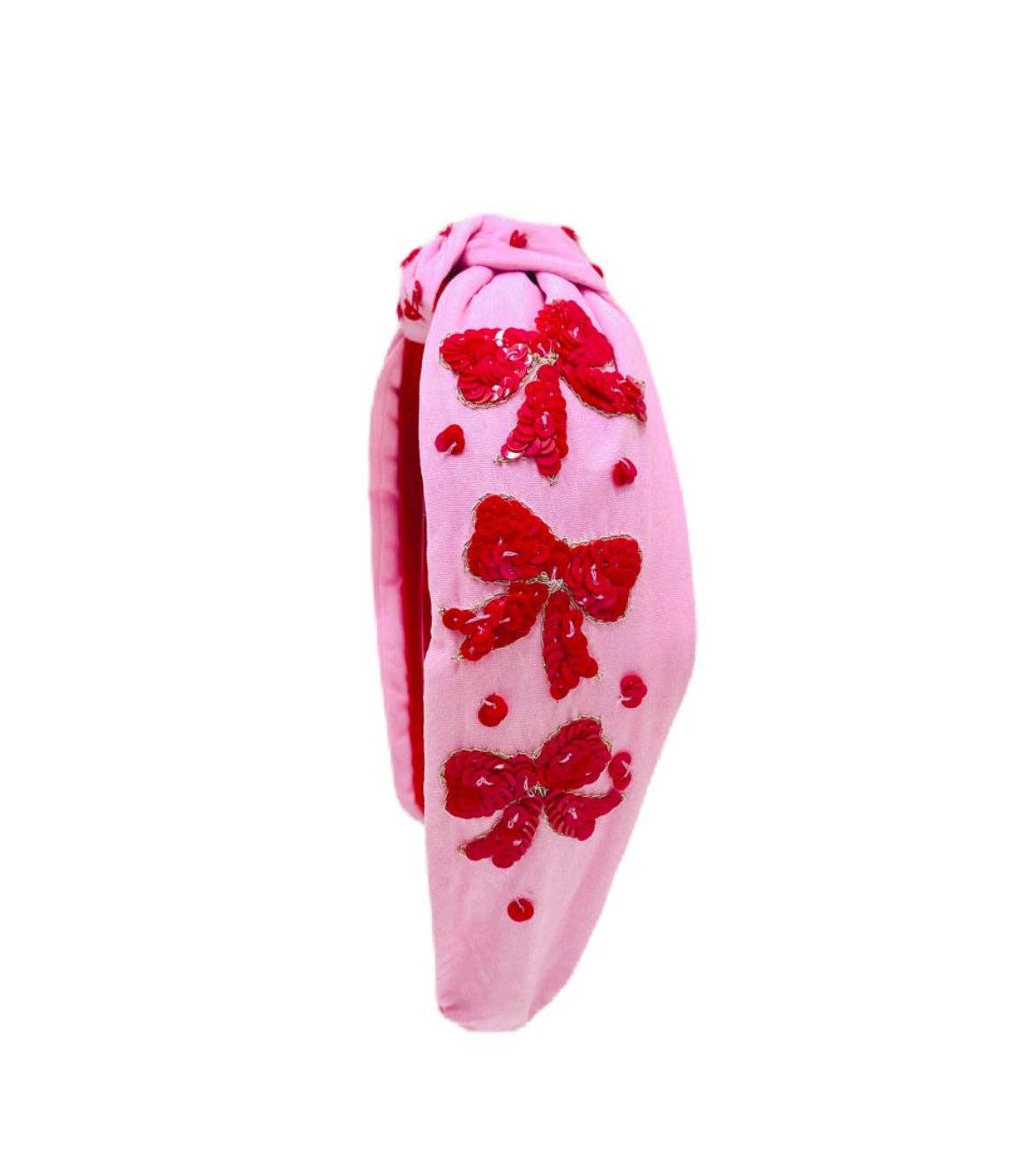The Heady Chic - Wholesale Fashion Headband - Women's -  Red Sequin Bow Headband0