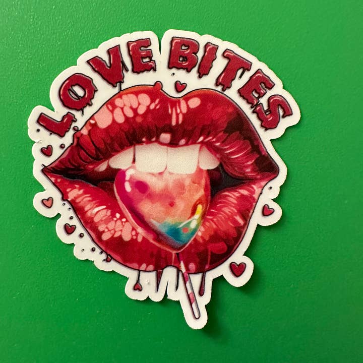 Love Bites vinyl sticker for wholesale by Forever Yours, Me