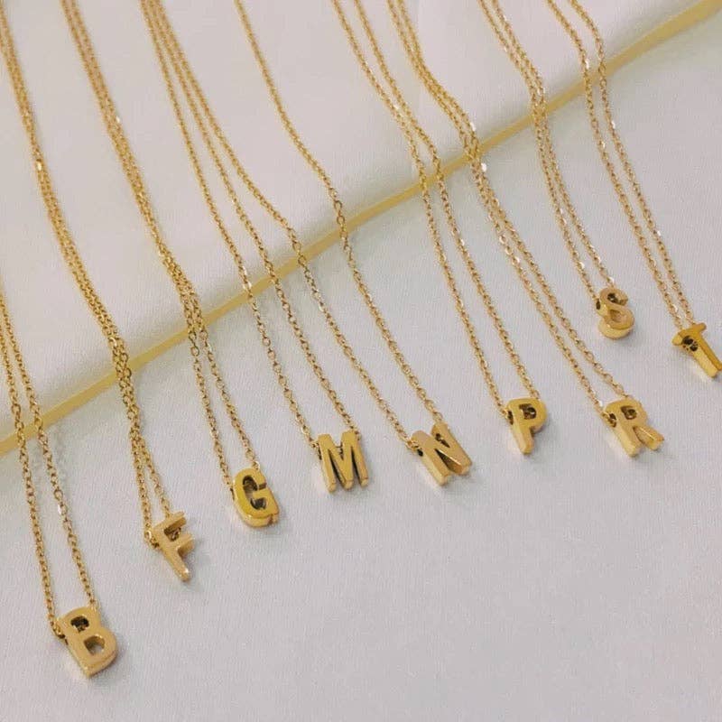 Cassette Barcelona - Wholesale Pendant/Charm Necklace - Initial Charm Necklace Gold All Letters4