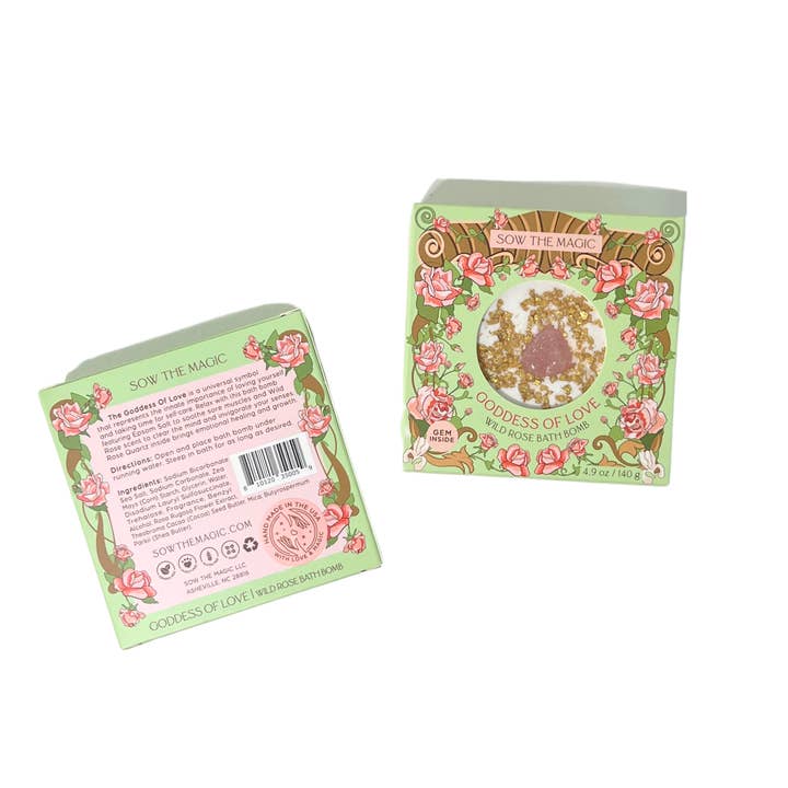 Sow the Magic - Wholesale Bath bomb/fizz - Goddess of Love Wild Rose Bath Bomb with Rose Quartz1