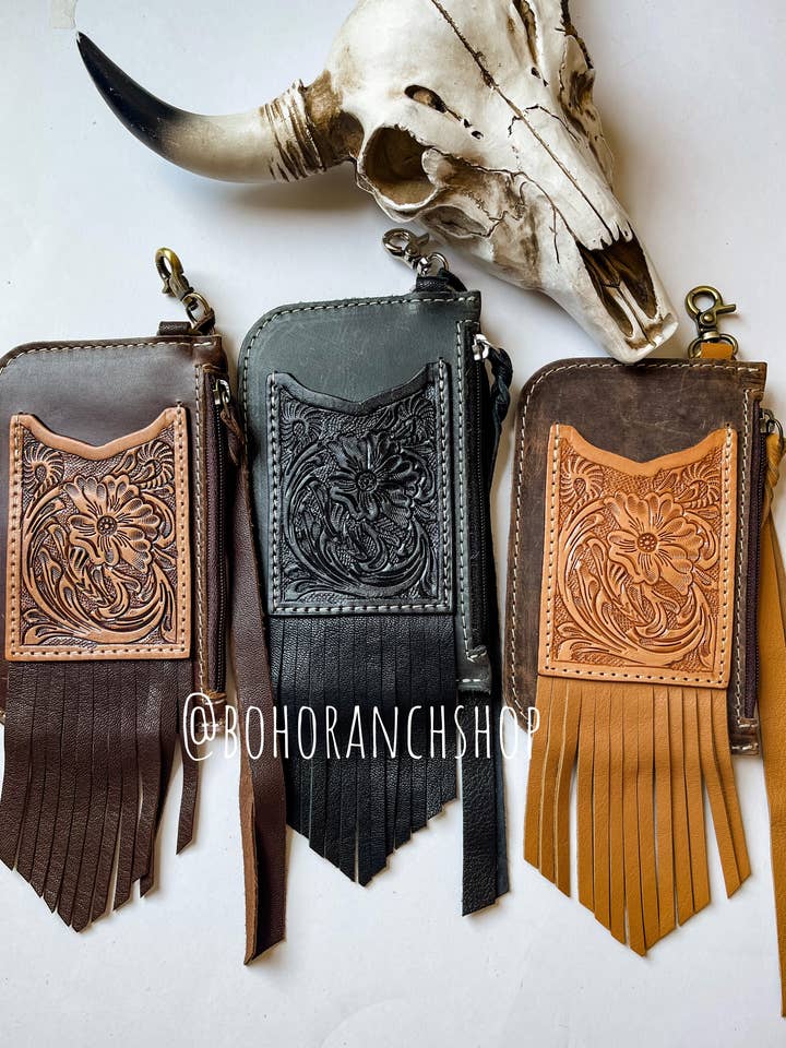 Kenzie Western Keychain ID Leather Wallet for wholesale by Boho Ranch Shop