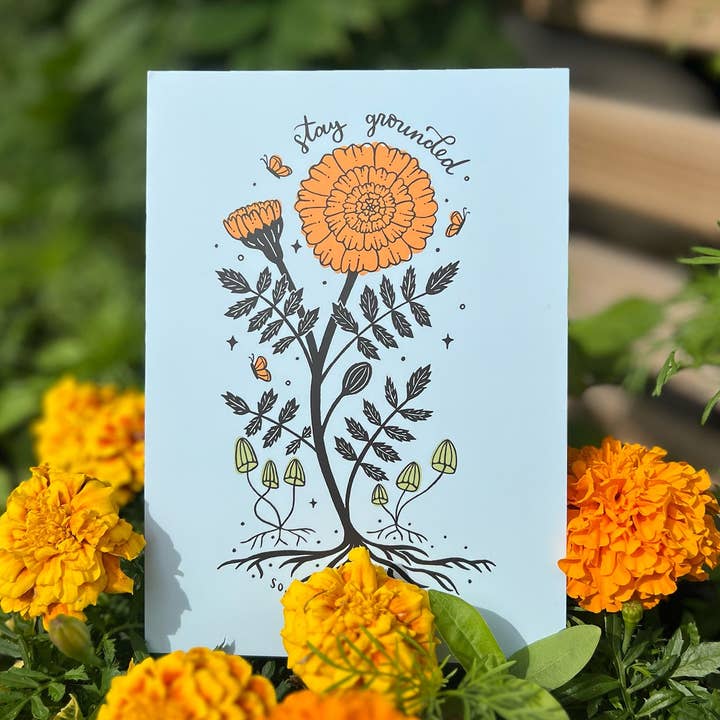 Postkarte | Oktober-Geburtsblume | Ringelblume für den Großhandel von Cornflower Print Co.
