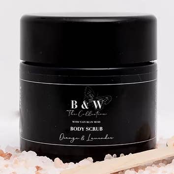 Wild Orange and Lavender Himalayan Salt Scrub 100ml for wholesale by B&W:THECOLLECTION