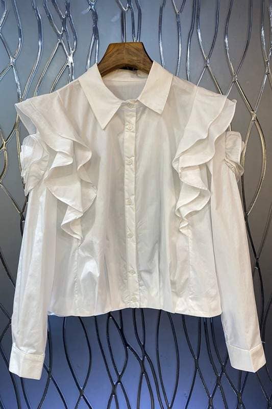 Fashion Combination - Wholesale Button Down Shirt - Women's - ruffles blouse shirt4