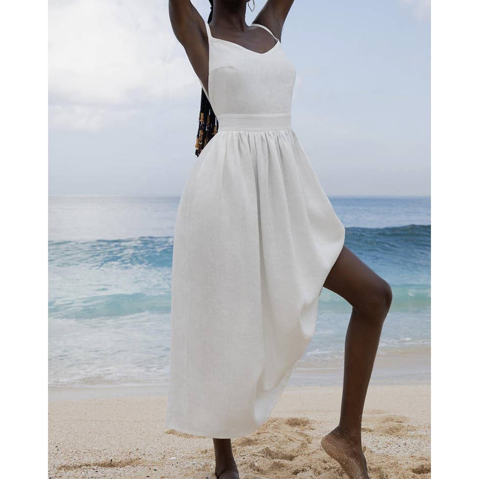 Mapcie - Wholesale Dress - Women's - SLEEVELESS TIE SHOULDER MIDI DRESS WITH FULL LINING4