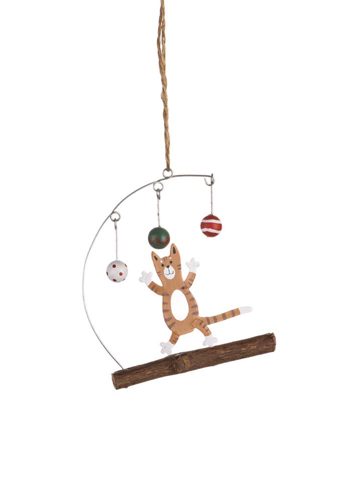 Kitty Playing with Baubles Hanging for wholesale by Shoeless Joe Ltd