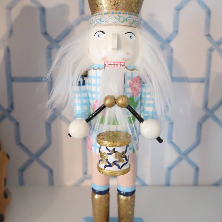 millie b & co - Wholesale Holiday Nutcracker - blue and blush hydrangea nutcracker