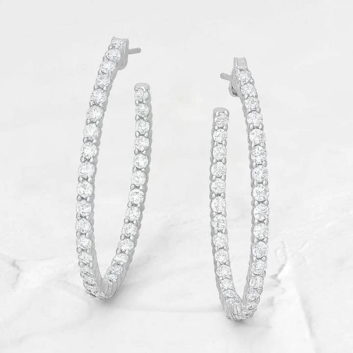 925 sterlingsilver moissanit öst-väst hoops för wholesale av GEMPARA