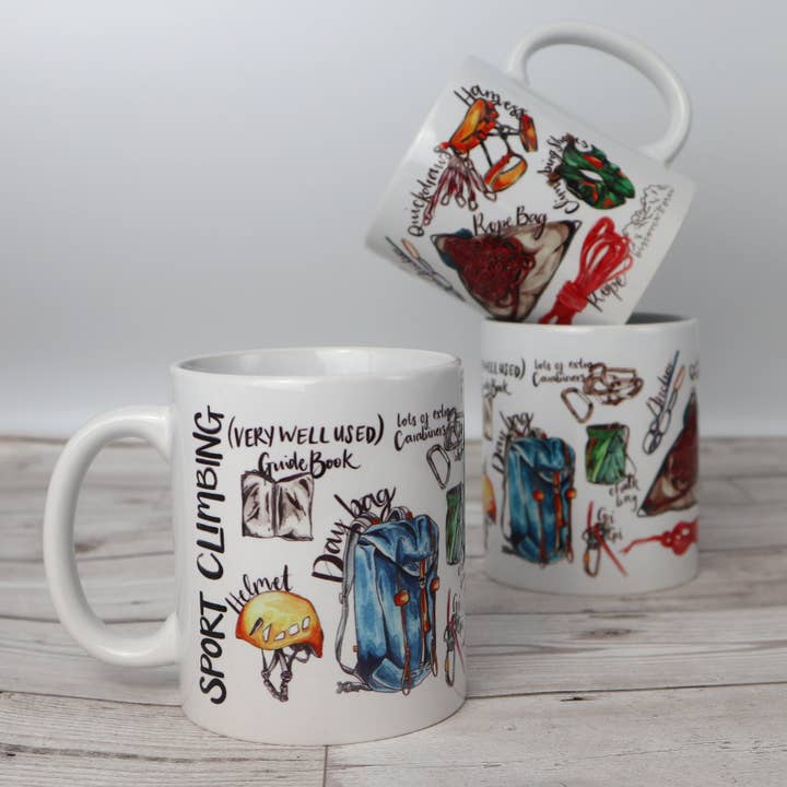 Tasse en céramique d'escalade sportive pour la vente par Discover and Draw