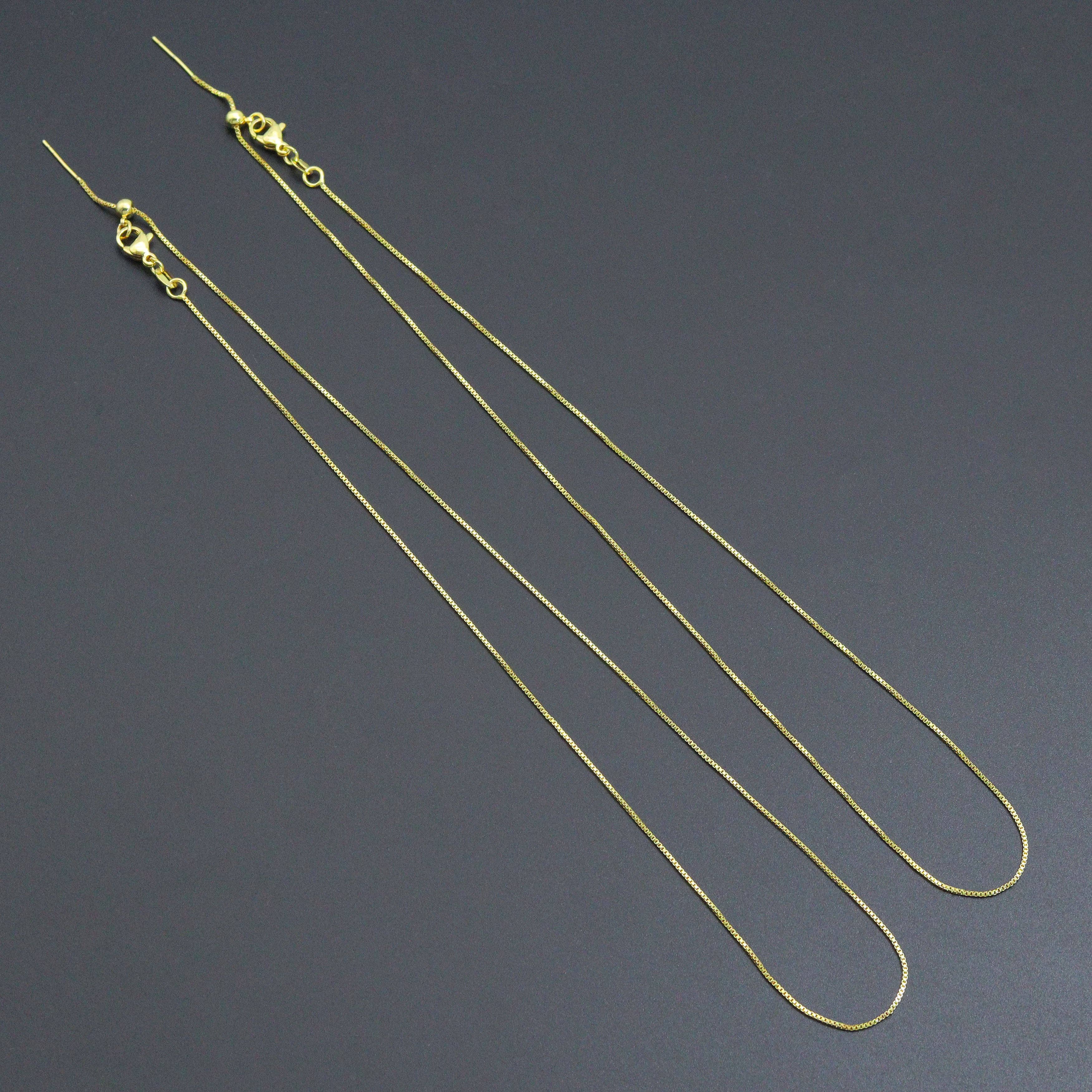 BestBeads&Beyond - Wholesale Link & Chain Necklace - Thin box Chain Necklace with adjustable thread end , Sku#LX8821