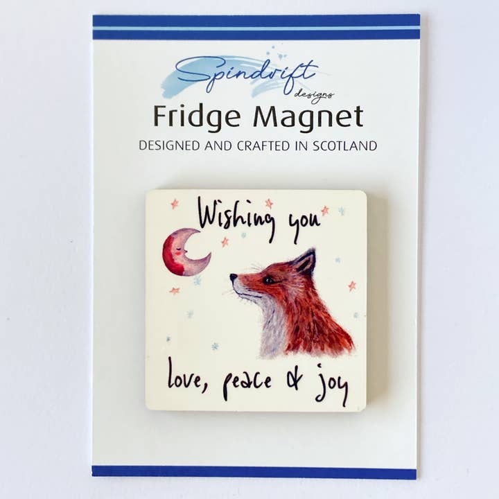 Fox Wishing You Love, Peace & Joy Fridge Magnet for wholesale by Spindrift Designs
