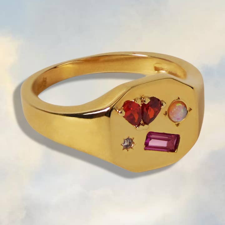 Heartbreaker Gemstone Signet Ring for wholesale by Junk Jewels Ltd