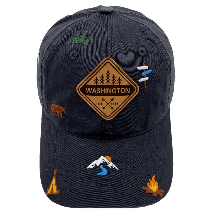 Washington Adventure Baseball Cap til vandrere, campister og udendørs naturentusiaster for engroshandel hos Northern Icons Creations INC