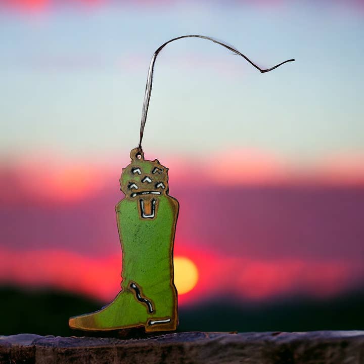 Boot Cactus Ornament Western Southwestern Rodeo Farm vert pour la vente par Iron Jewel