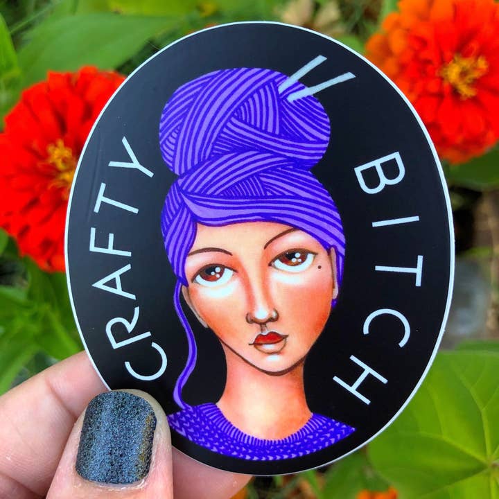 Crafty Bitch vinyl sticker for wholesale by The Art of Jaymee Laws