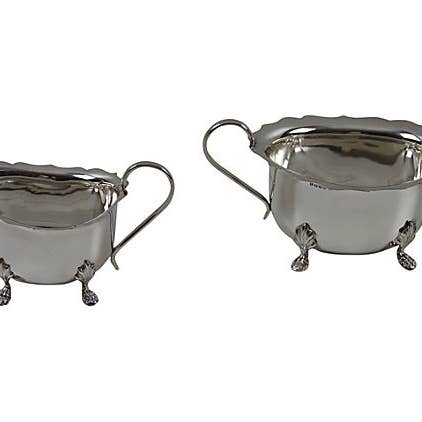Footed English Sugar & Creamer,English Silver Plate for wholesale by Corbell Silver