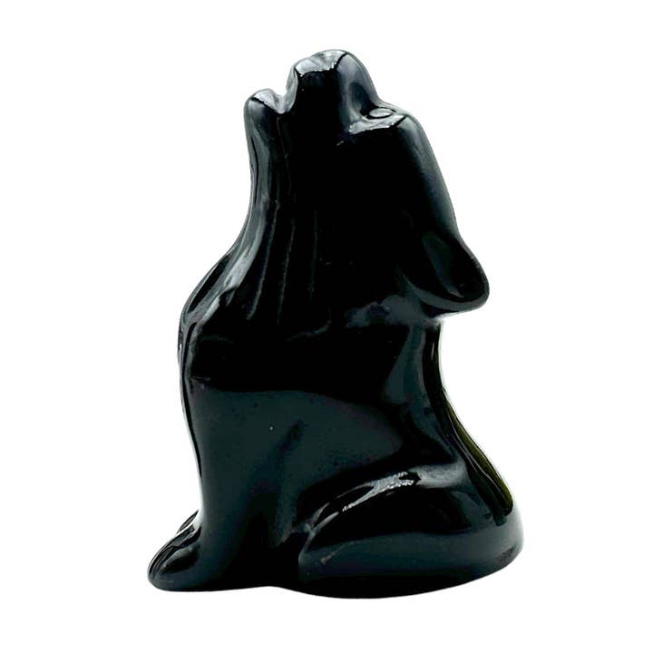 Figura de lobo de obsidiana negra para venta al por mayor de Foliesbijoux
