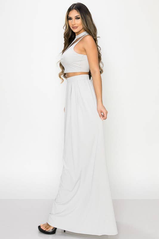 SILVER PS8596K_TRENDY BASICS CUT-OUT MOCK NECK TOP AND PANTS SET for wholesale on Faire1